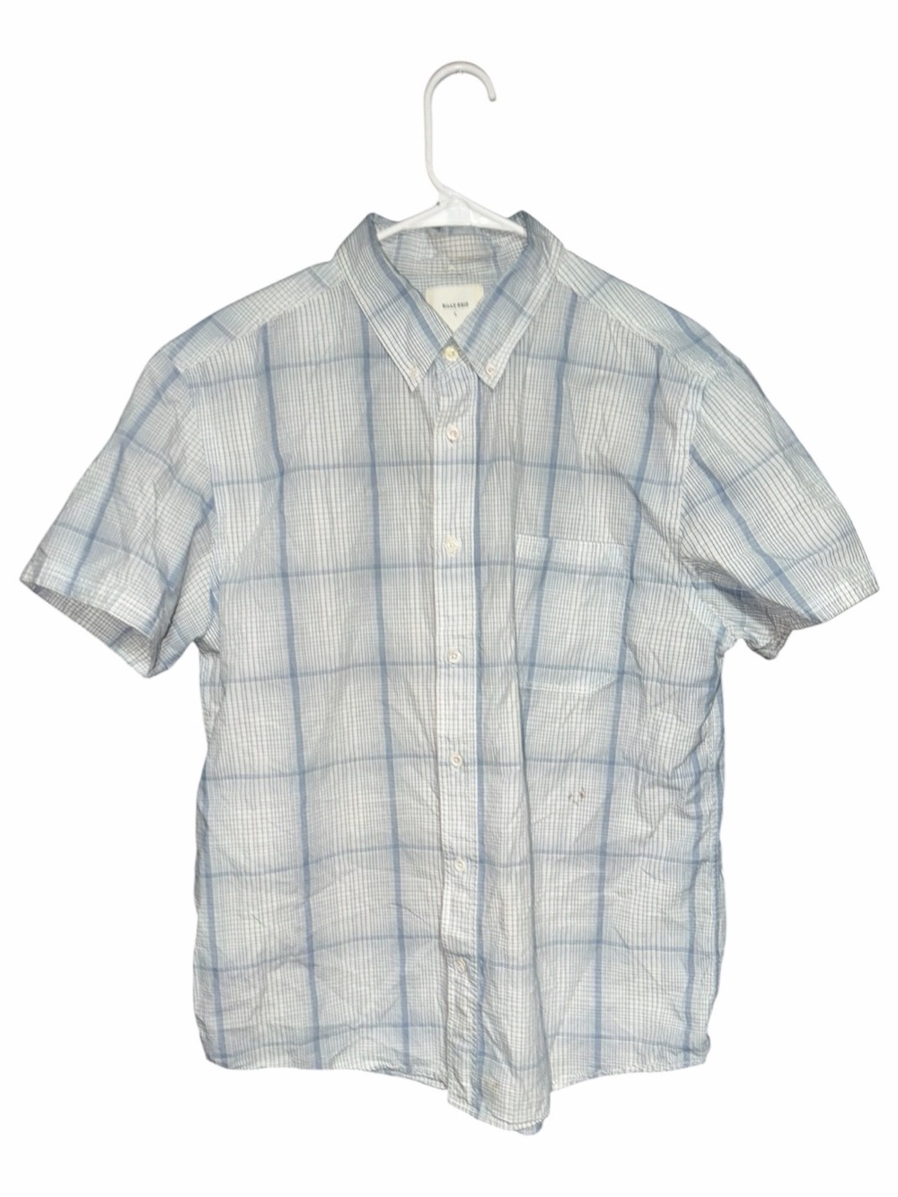 Billy Reid Light Blue Plaid Short-Sleeve Button-Down Shirt